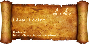 Lévay Lőrinc névjegykártya